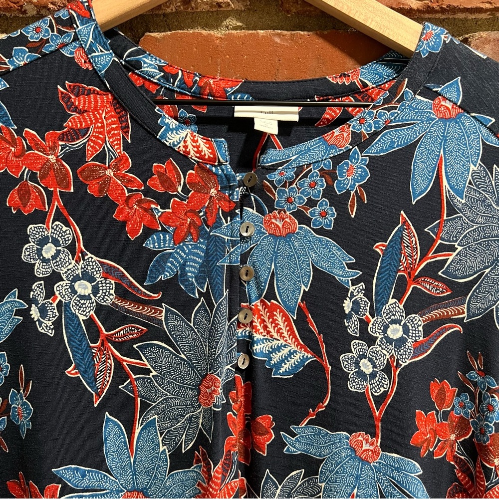 J.Jill women's 1/4 button short sleeve long‎ maxi floral dress size 1x stretchy